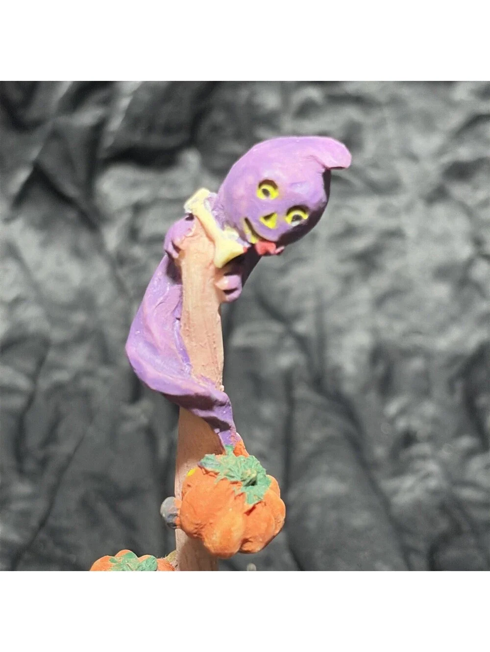 Painted Witch, Pumpkin People, Ghost With Bone On Broom